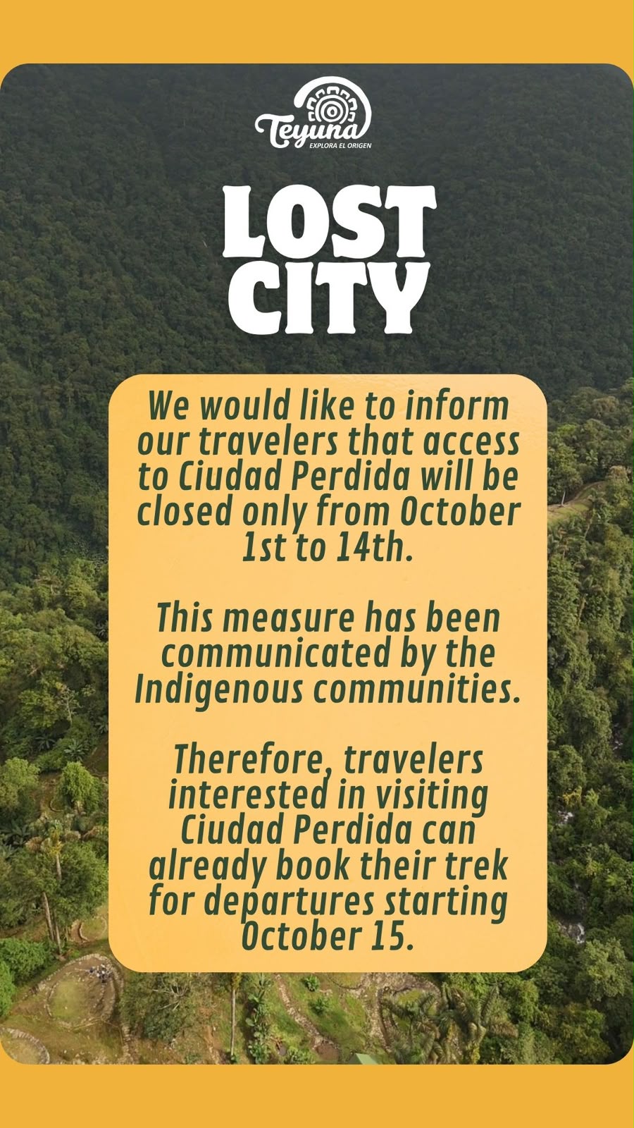 Teyuna Tours special offer - Lost City