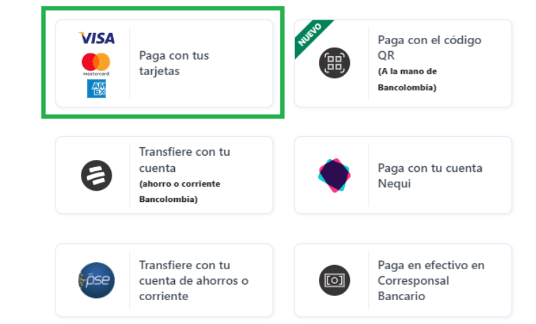 Formas de pago Wompi